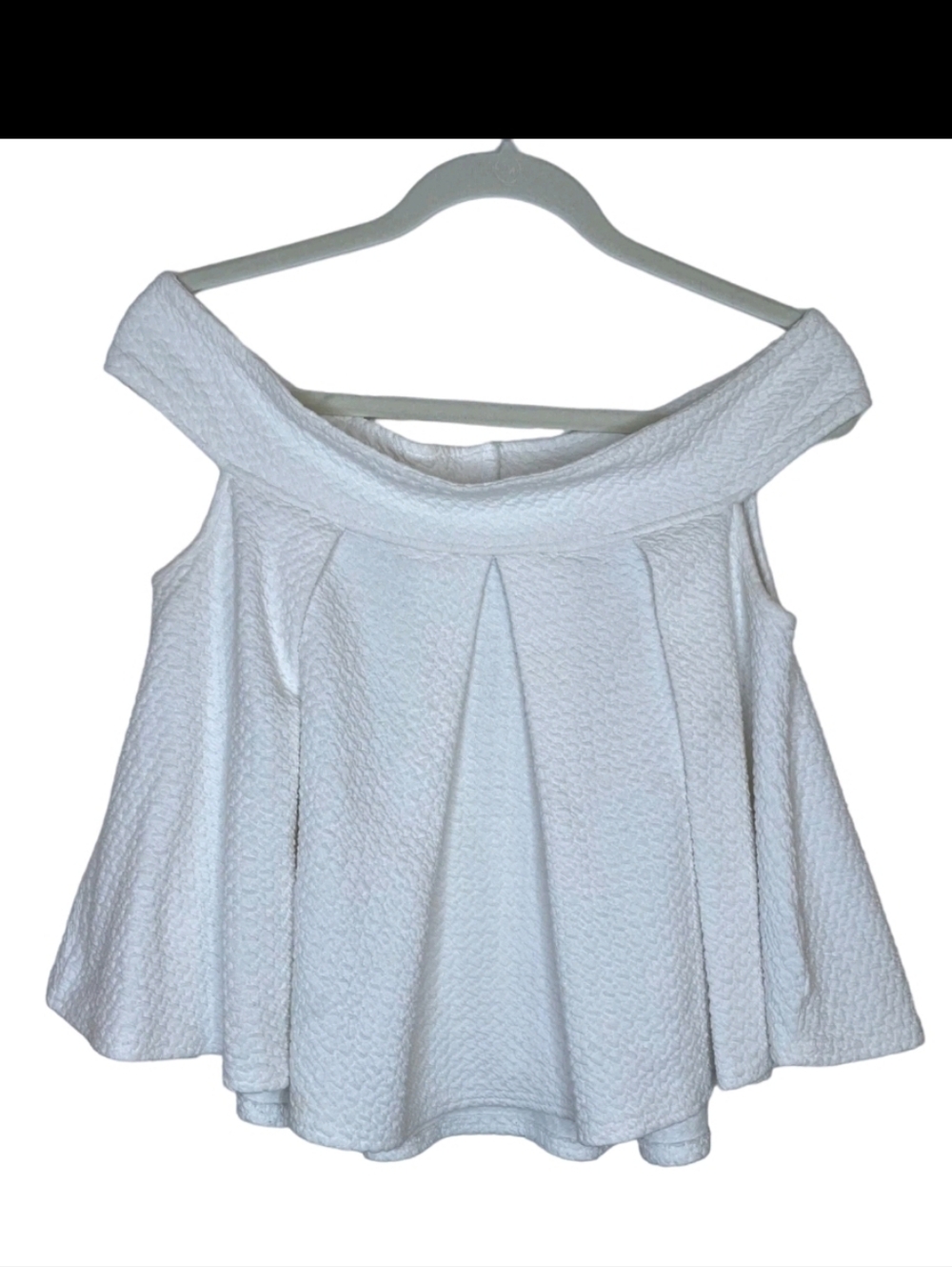 Free People Priscalla Off-Shoulder Ivory Pleated Swing Top Size Medium